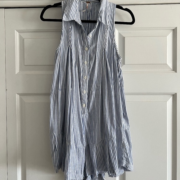Free People Vertical Striped, Button Front Romper with Pockets, Women's Size Sm - Picture 2 of 3